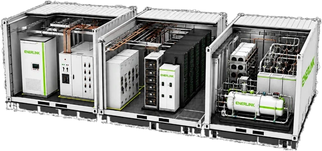 ENERLINK 모듈형 데이터센터 3컨테이너 전력 인프라 렌더링